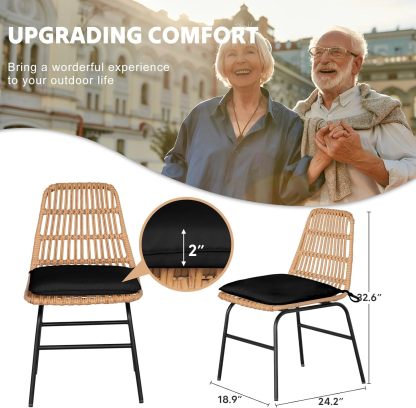 Wicker Dining Chairs Set of 2 Black