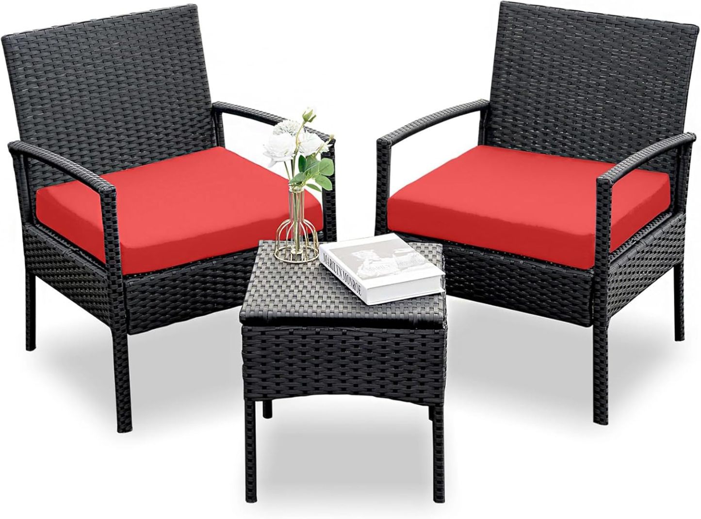 Outdoor Furniture 3 Piece Patio Bistro Set, Red