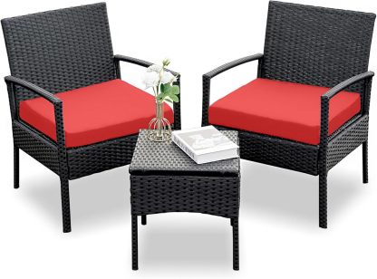Outdoor Furniture 3 Piece Patio Bistro Set, Red