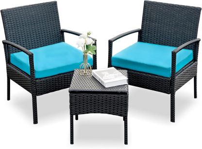 Outdoor Furniture 3 Piece Patio Bistro Set, Blue