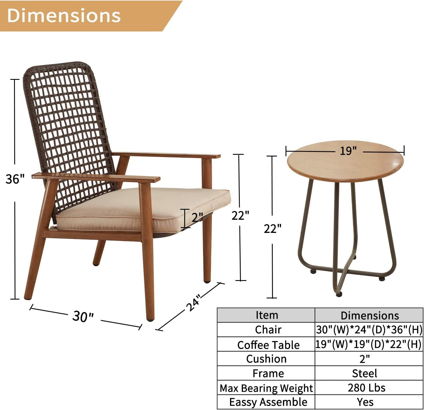 Outdoor Wicker Furniture Set of 3