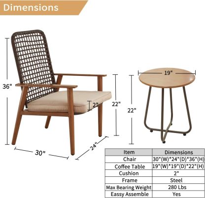 Outdoor Wicker Furniture Set of 3