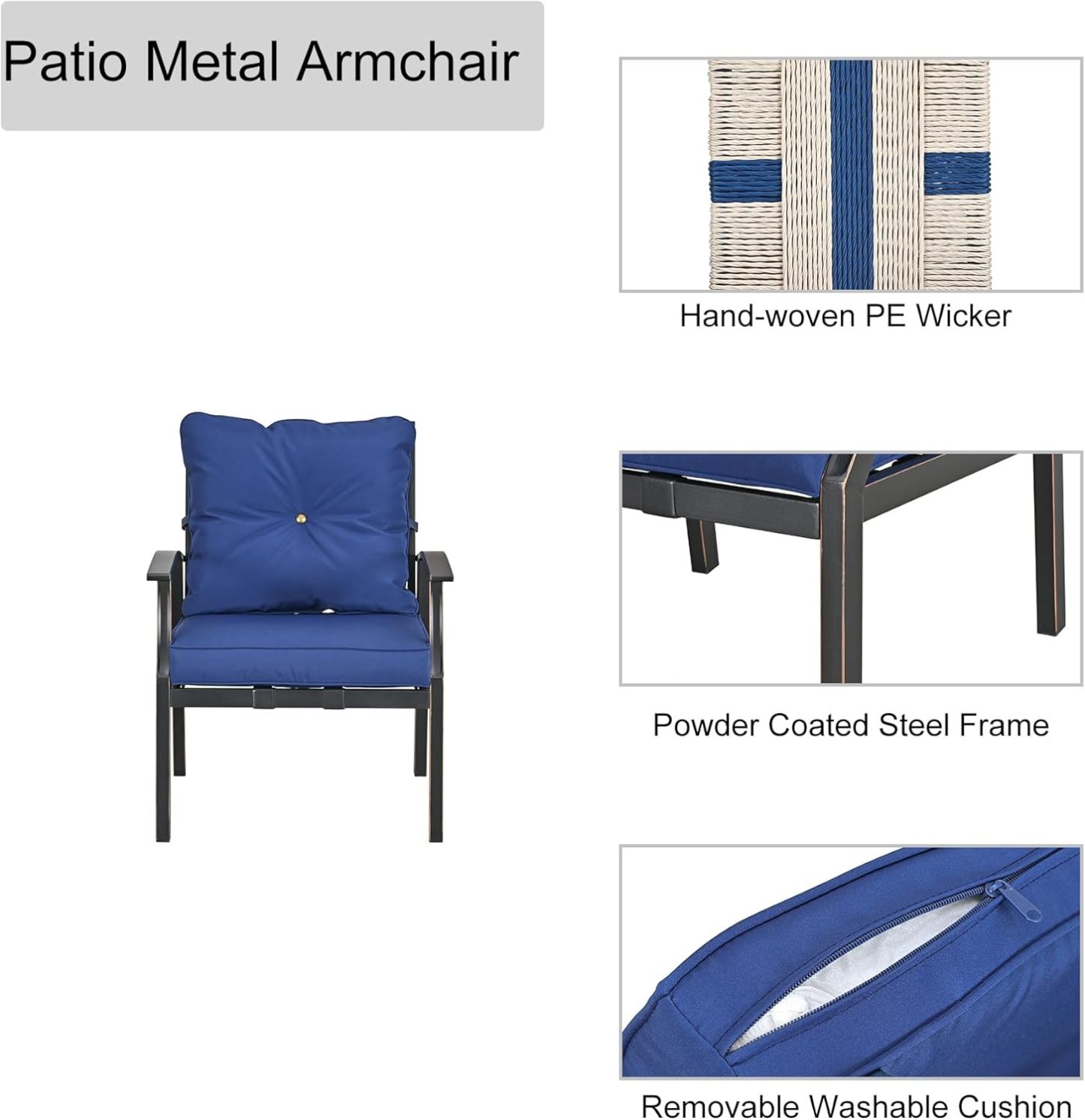 3 PCS Patio Bistro Sets, Khaki