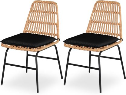 Wicker Dining Chairs Set of 2 Black