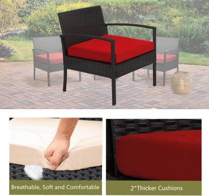 Outdoor Furniture 3 Piece Patio Set Cushions Red