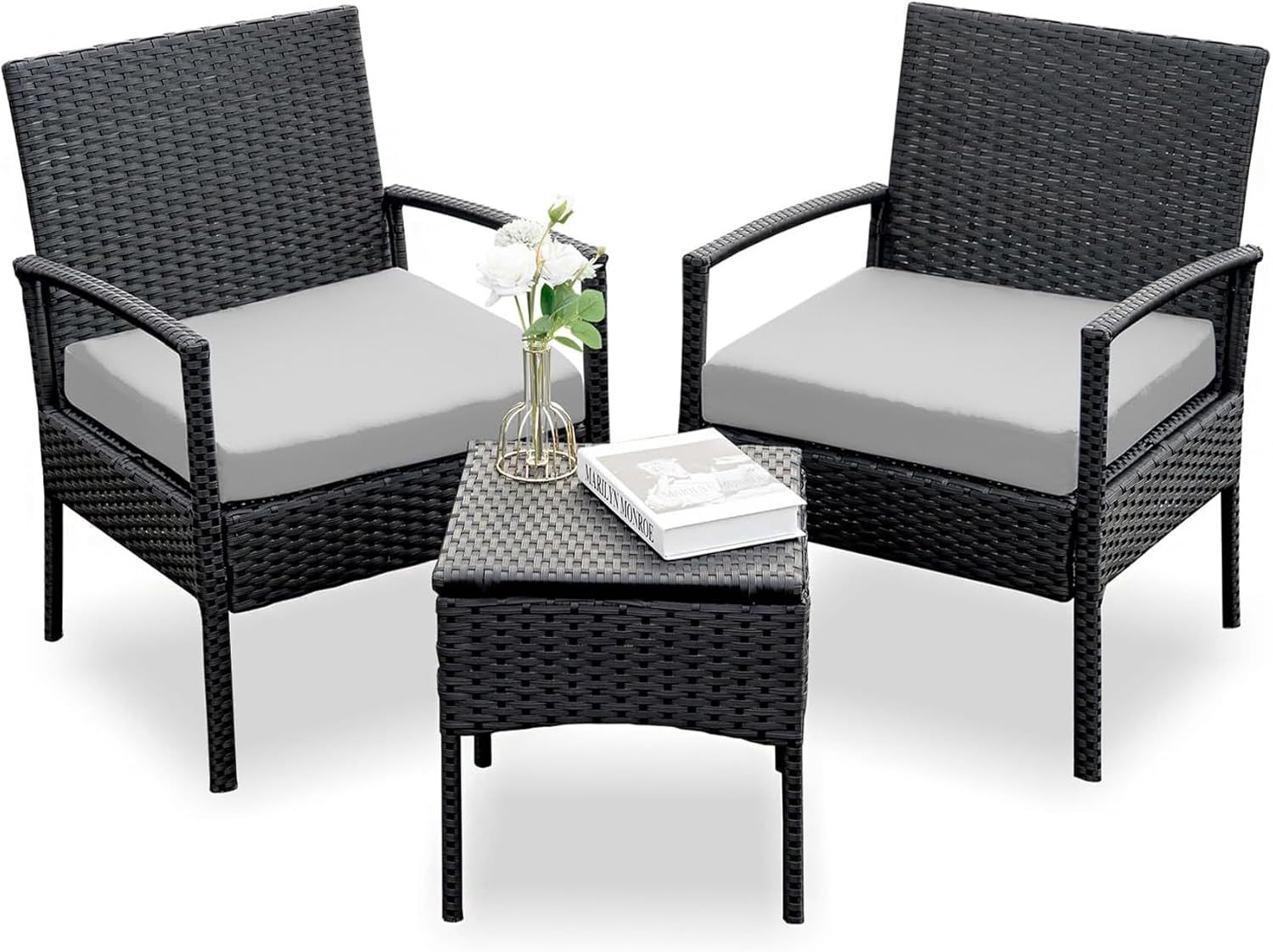 Outdoor Furniture 3 Piece Patio Bistro Set, Gray