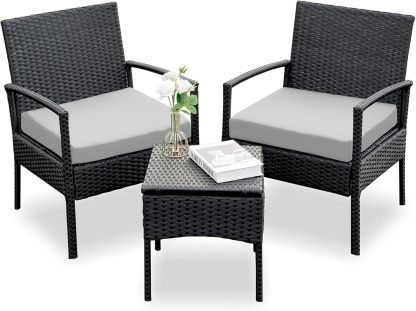Outdoor Furniture 3 Piece Patio Bistro Set, Gray