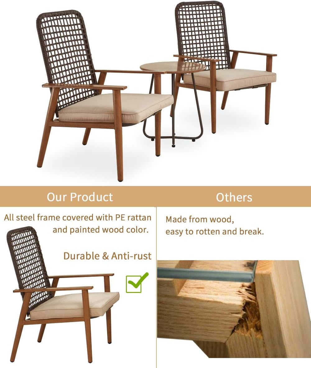 Outdoor Wicker Furniture Set of 3