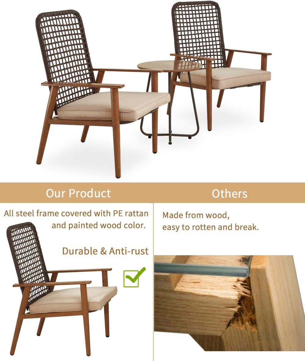 Outdoor Wicker Furniture Set of 3