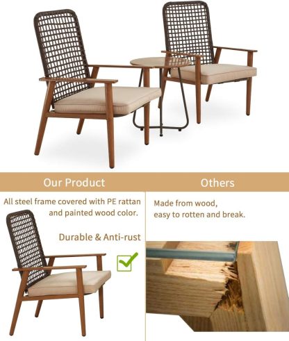 Outdoor Wicker Furniture Set of 3