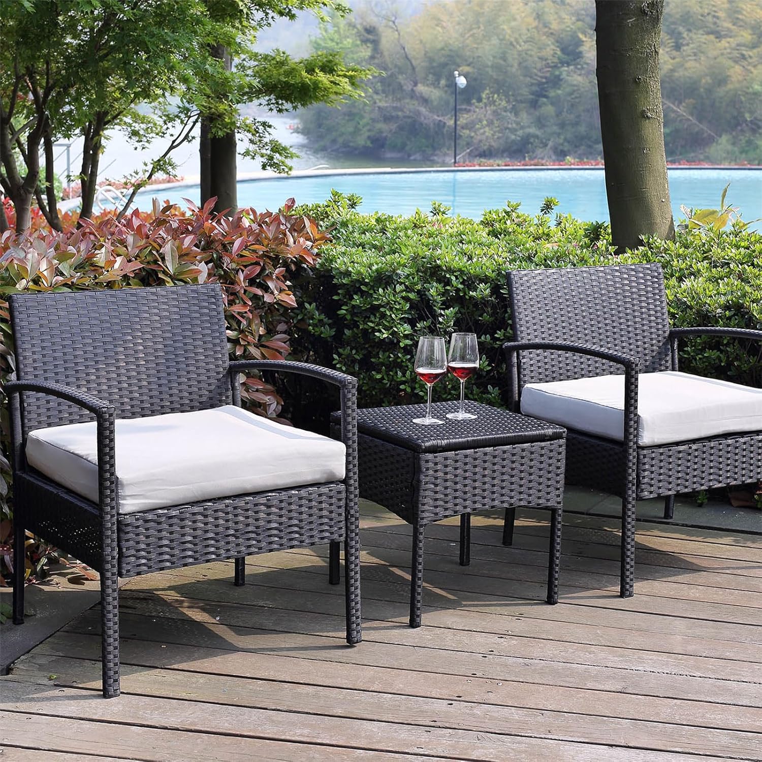 Outdoor Furniture 3 Piece Patio Bistro Set, Gray