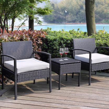 Outdoor Furniture 3 Piece Patio Bistro Set, Gray