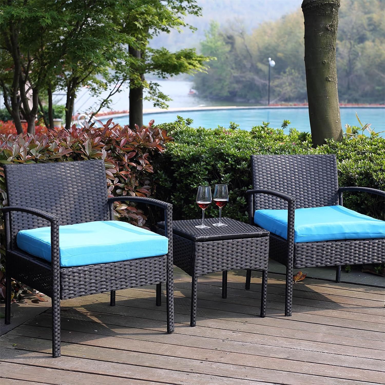 Outdoor Furniture 3 Piece Patio Bistro Set, Blue