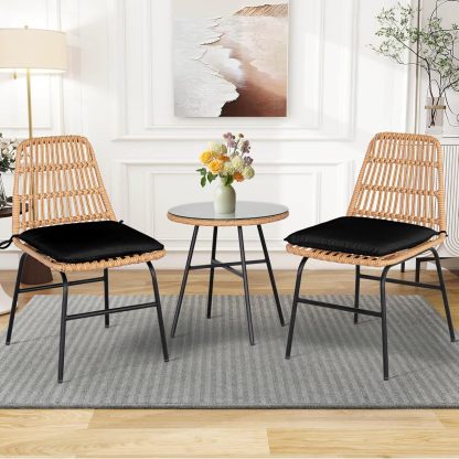 Wicker Dining Chairs Set of 2 Black