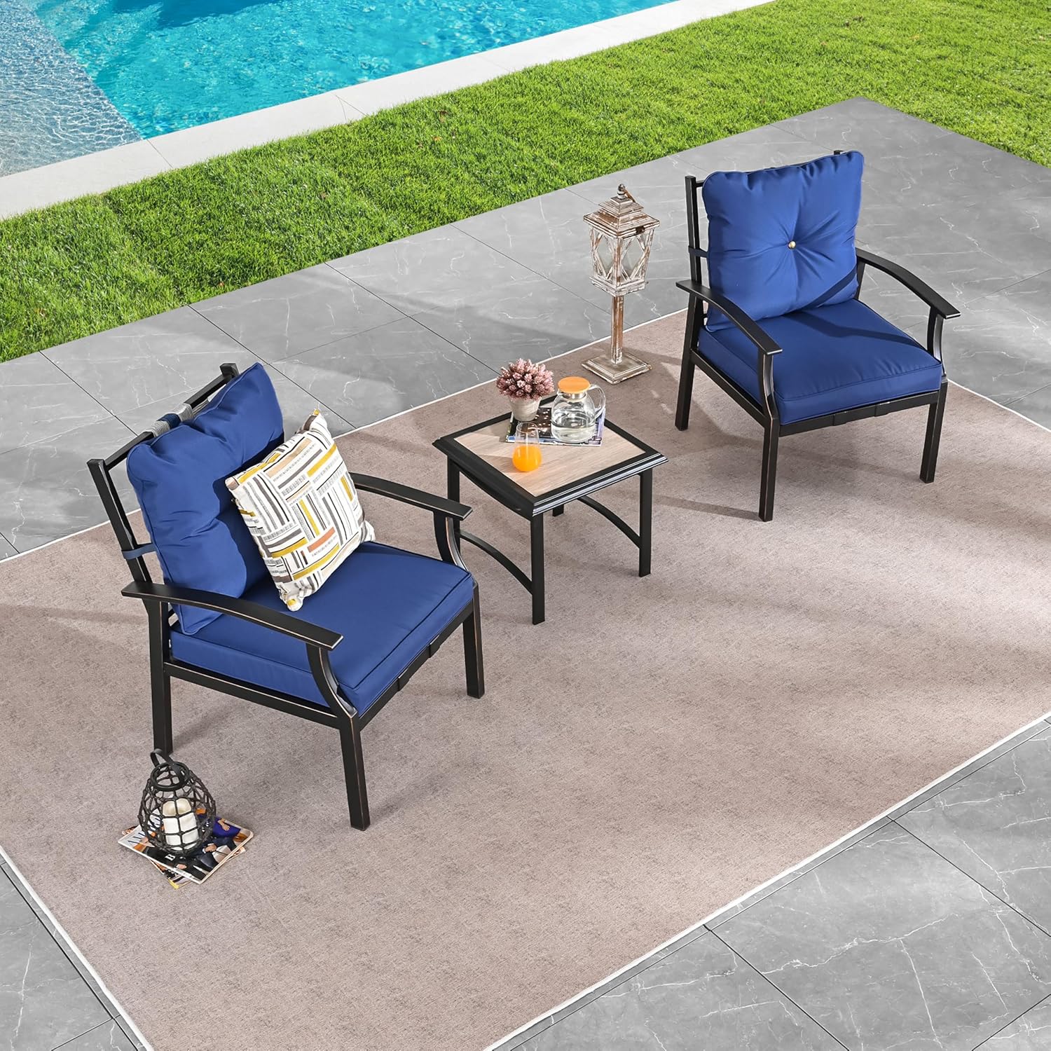 3 PCS Patio Bistro Sets, Khaki