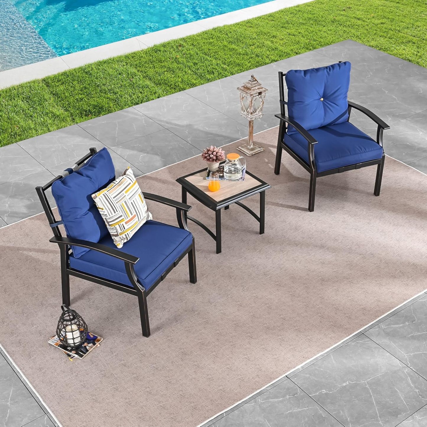 3 PCS Patio Bistro Sets, Khaki