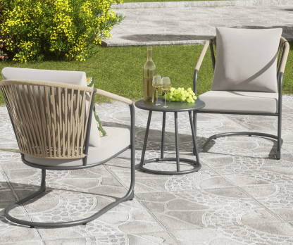 3 Pieces Patio Bistro Set with Cushions