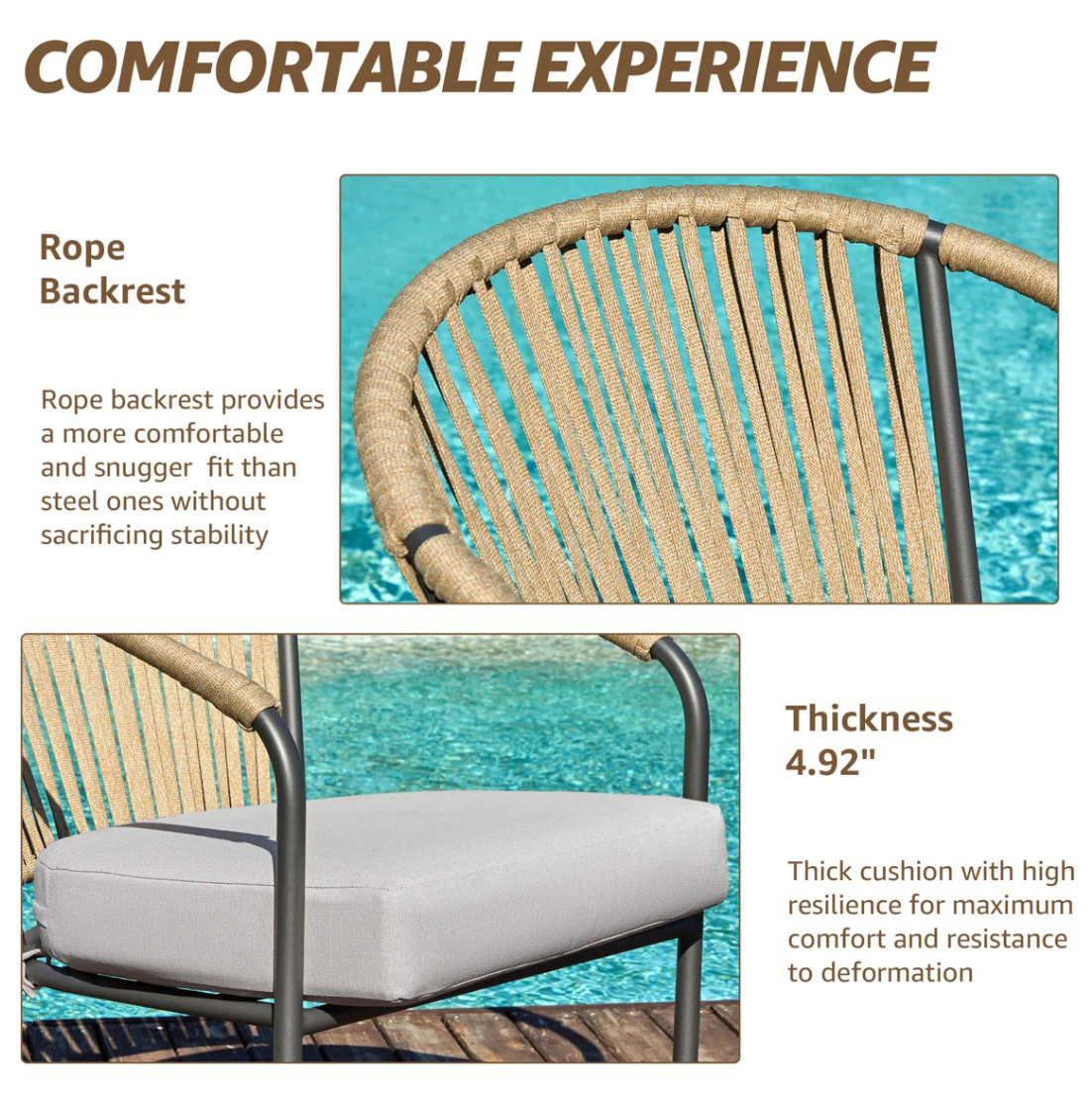 3 Pieces Patio Bistro Set with Cushions