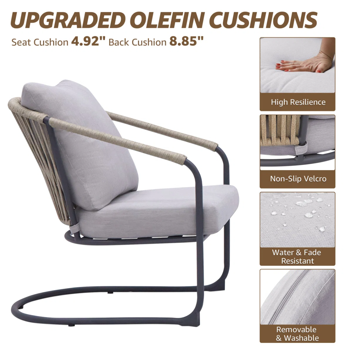 3 Pieces Patio Bistro Set with Cushions