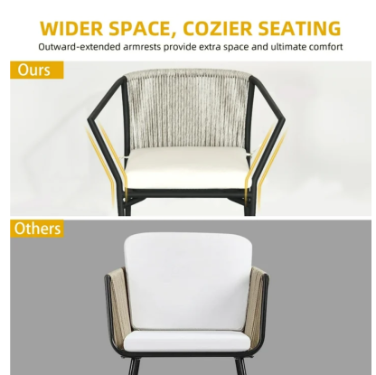 3-Piece Outdoor Wicker Conversation Bistro Set, White