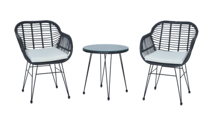 3 Pieces Outdoor Rattan Chair Conversation Sets