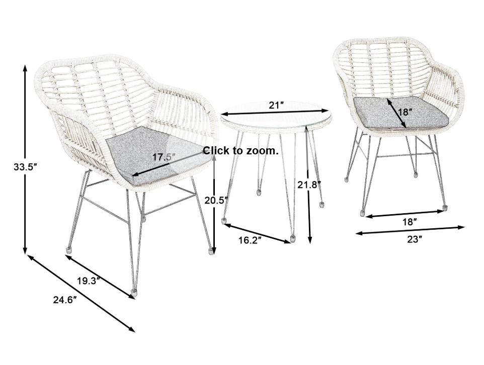3 Pieces Outdoor Rattan Chair Conversation Sets