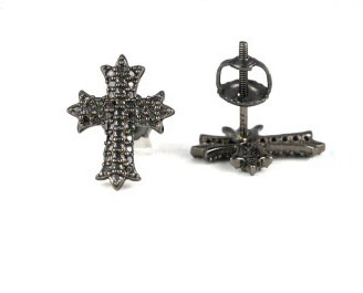 S925 Silver Cross Hip Hop Earstuds
