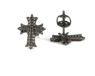 S925 Silver Cross Hip Hop Earstuds