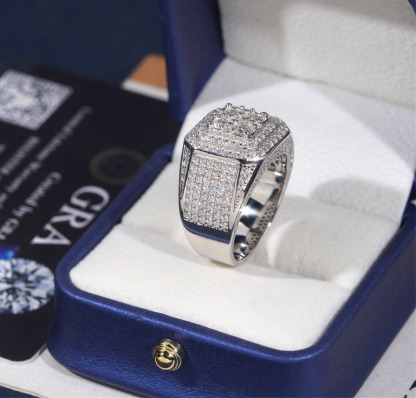 silver moissanite simple wedding ring couples fashion ring