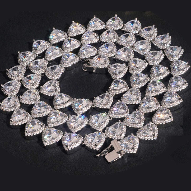 10mm hollow Cuban necklace copper inlaid cubic zirconia Cuban necklace