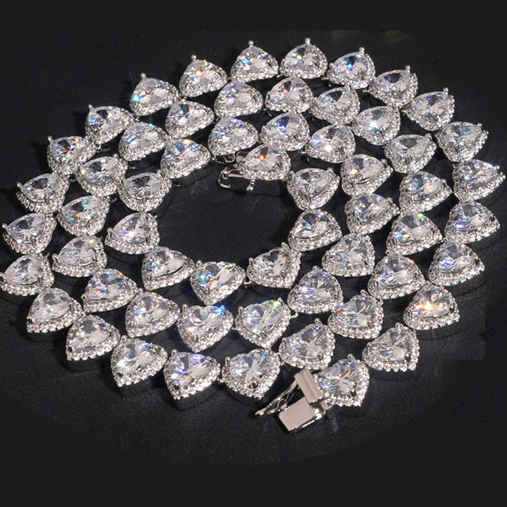 10mm hollow Cuban necklace copper inlaid cubic zirconia Cuban necklace