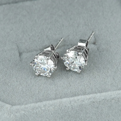 simple temperament ear stud 925 silver classic six claw 1 carat moissanite earrings