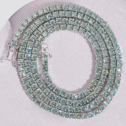 Tennis bracelet S925 silver inlaid blue-green moissanite bracelet