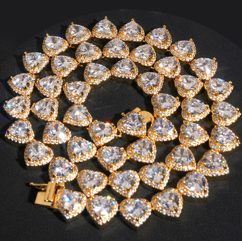 10mm hollow Cuban necklace copper inlaid cubic zirconia Cuban necklace