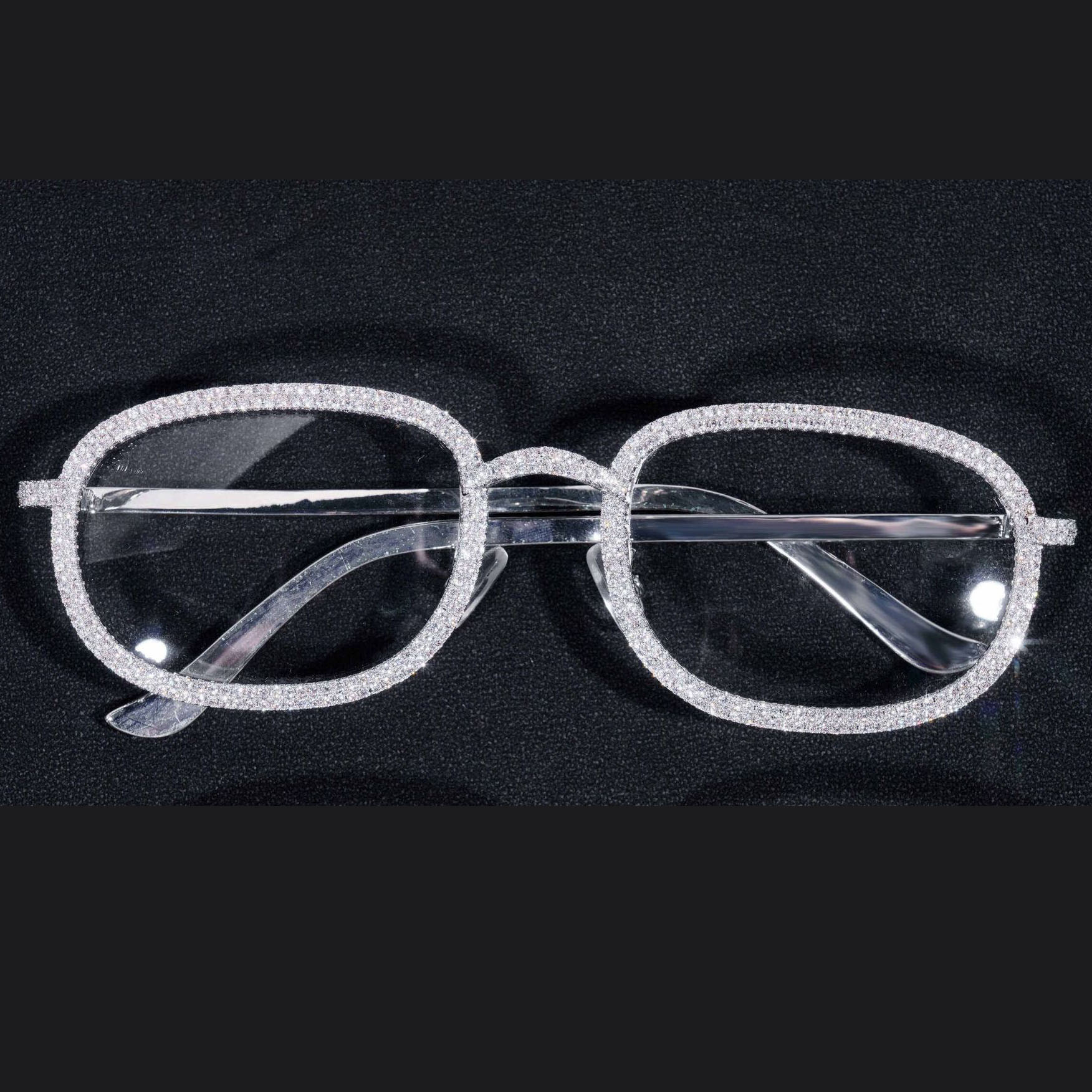 hip-hop style glasses with brass inlaid cubic zirconia glasses