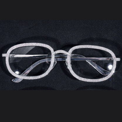 hip-hop style glasses with brass inlaid cubic zirconia glasses