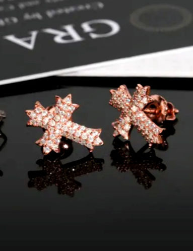 S925 Silver Cross Hip Hop Earstuds