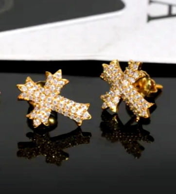 S925 Silver Cross Hip Hop Earstuds