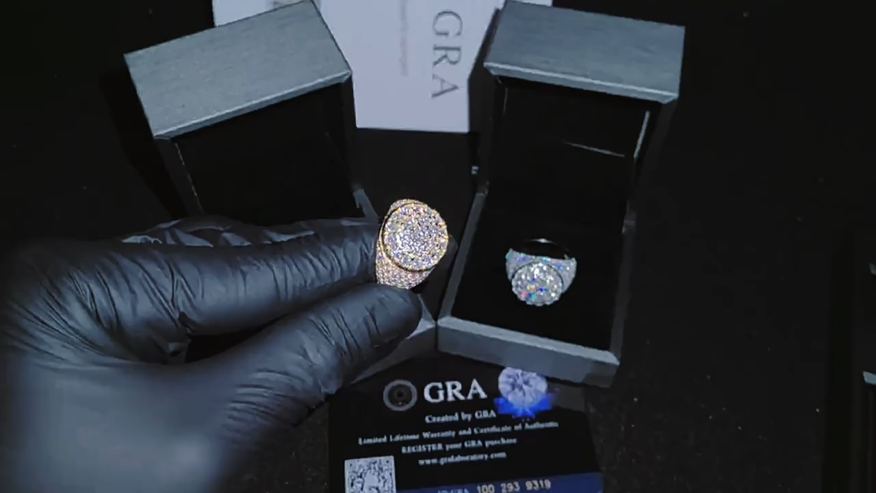 Hip hop trend s925 ring moissanite ring stock