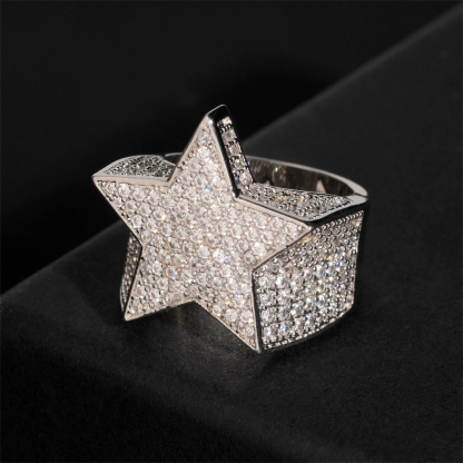 pentagram ring electroplated copper with zircon ring