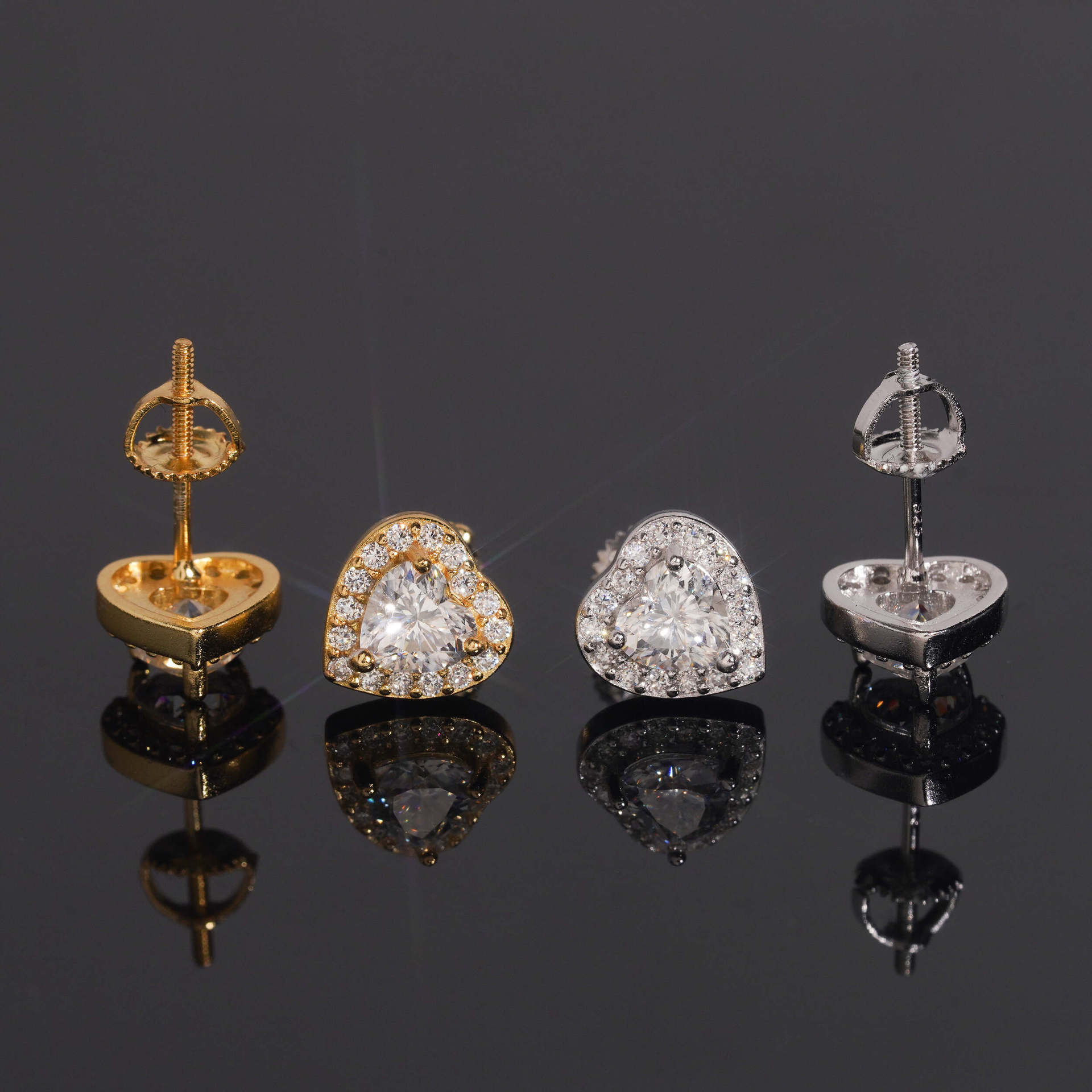 heart-shaped earrings 925 silver inlay moissanite earrings