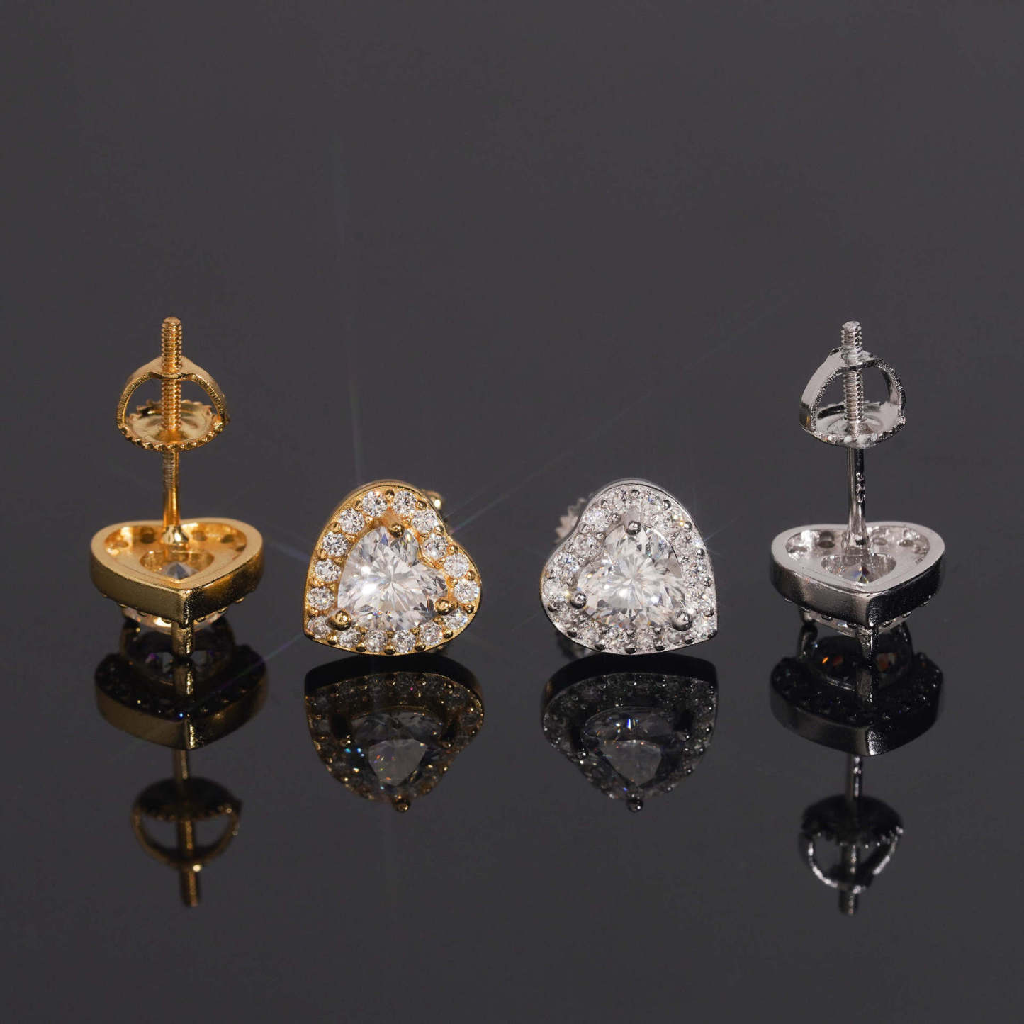 heart-shaped earrings 925 silver inlay moissanite earrings