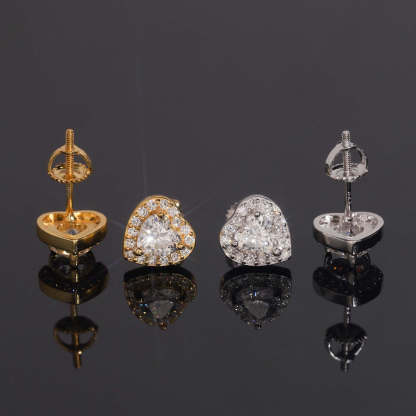 heart-shaped earrings 925 silver inlay moissanite earrings