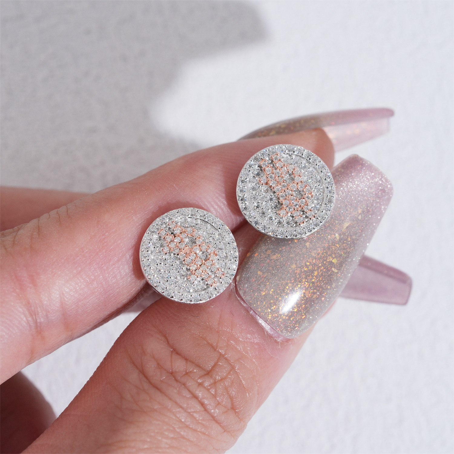 Hip hop trend earrings S925 silver inlaid moissanite earrings