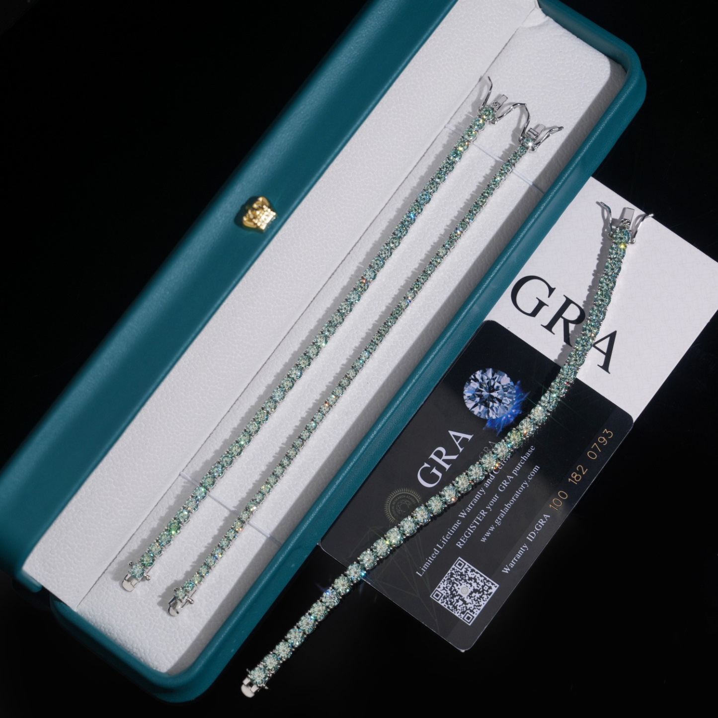 Tennis bracelet S925 silver inlaid blue-green moissanite bracelet