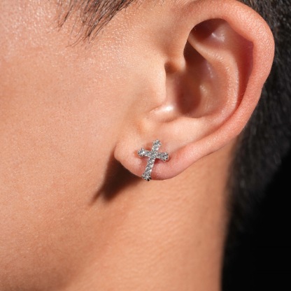 Cross element earrings copper inlaid cubic zirconia earrings