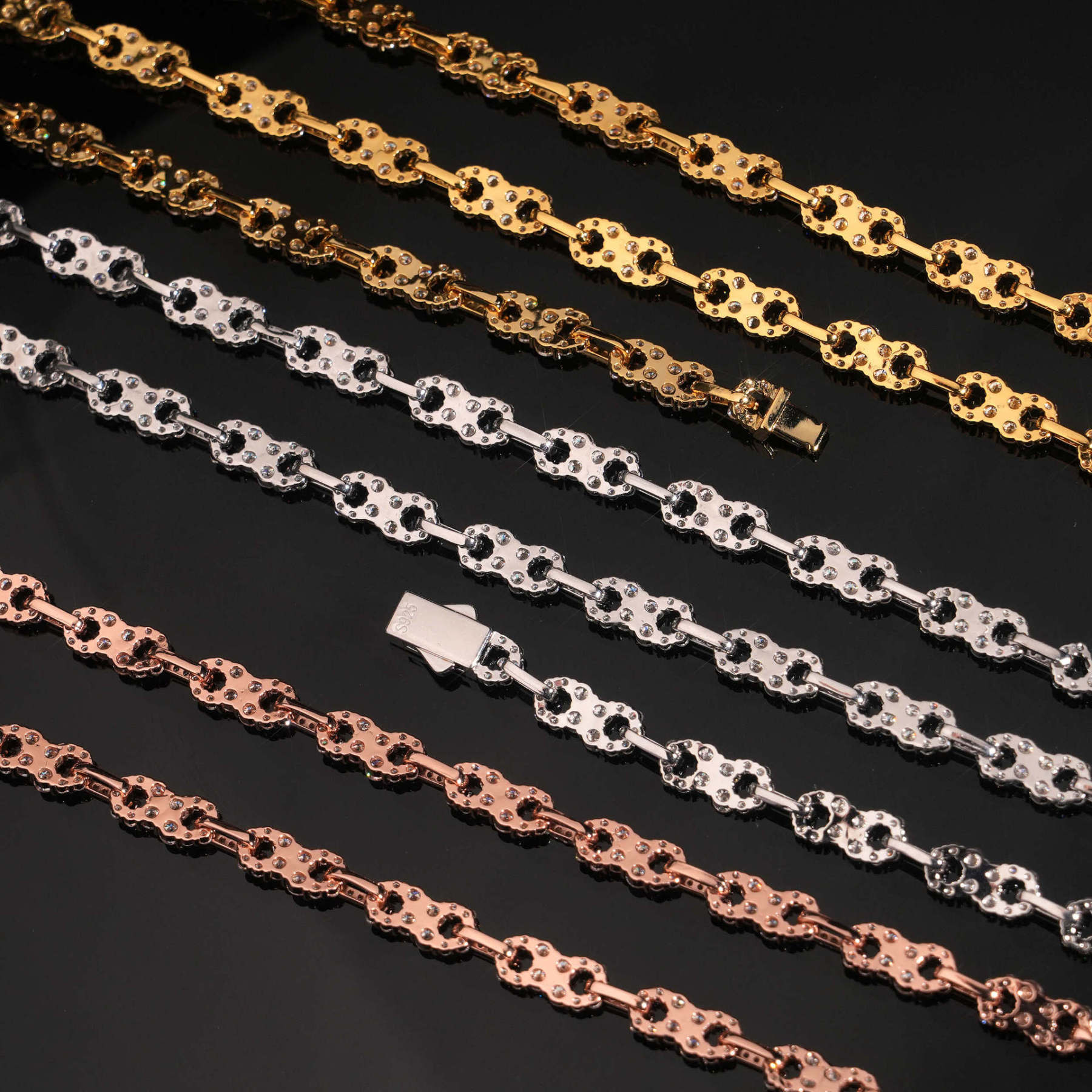 Hip hop trend bracelet 925 silver inlaid moissanite bracelet