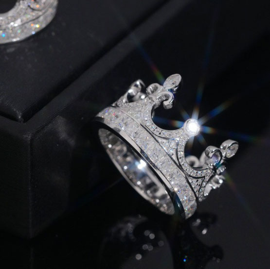 fashion jewelry S925 silver man inlaid moissanite ring