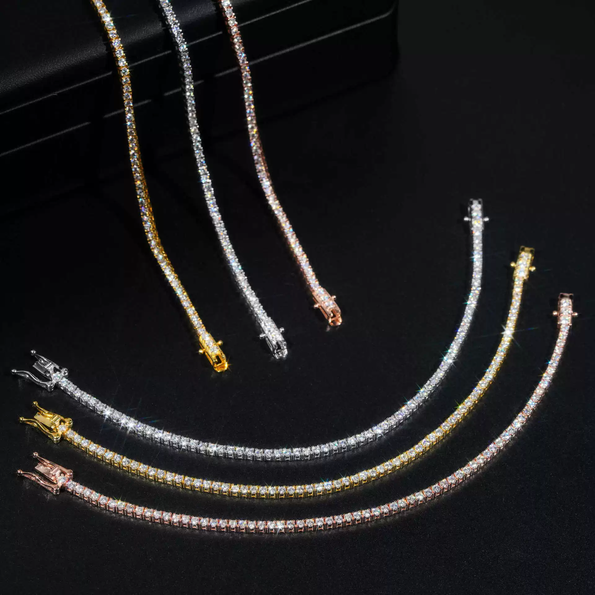 Hip hop trend moissanite tennis necklace bracelet jewelry