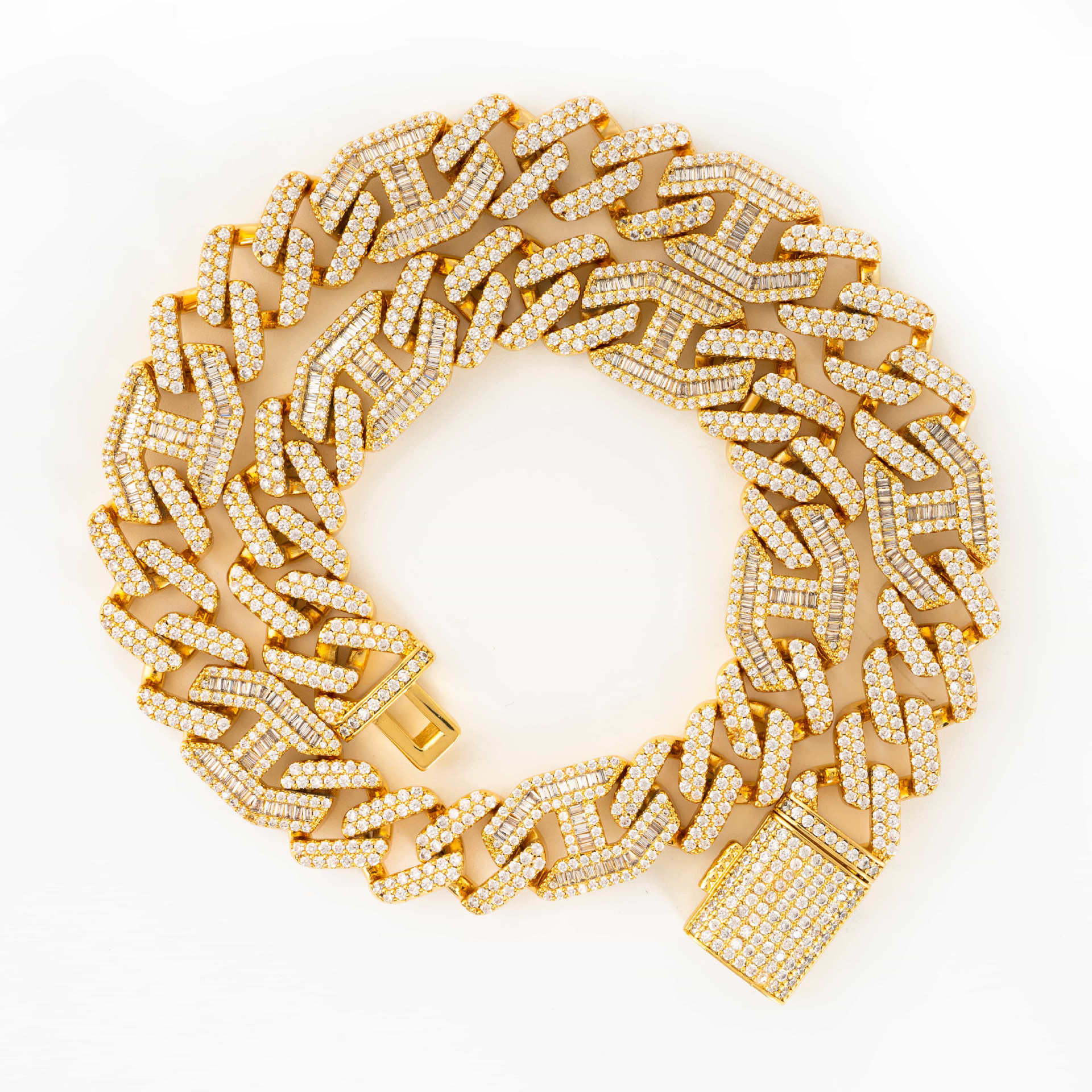 15mm Cuban necklace copper inlaid cubic zirconia bracelet